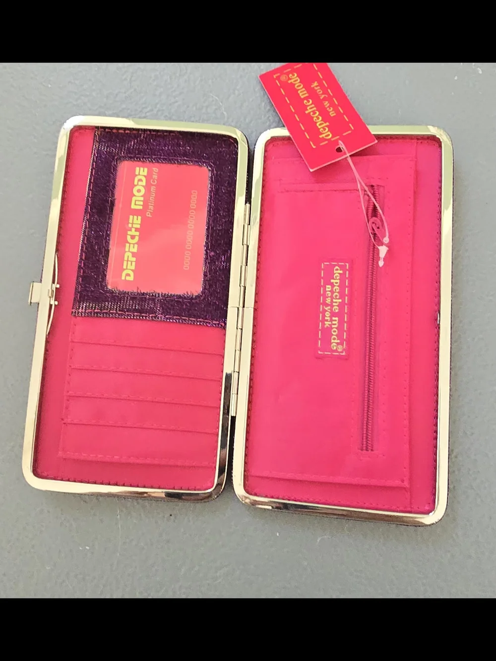 NWT Depeche Mode New York Purple Metallic Clutch Glitter Wallet Clutch 7x4
